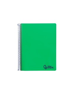 Cuaderno espiral liderpapel a6 micro wonder tapa plastico 120h 90gr cuadro 5mm 4 bandas color verde oscuro