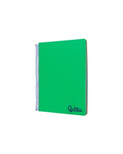 Cuaderno espiral liderpapel a6 micro wonder tapa plastico 120h 90gr cuadro 5mm 4 bandas color verde oscuro