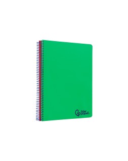 Cuaderno espiral liderpapel a6 micro wonder tapa plastico 120h 90gr cuadro 5mm 4 bandas color verde oscuro