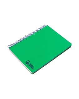 Cuaderno espiral liderpapel a6 micro wonder tapa plastico 120h 90gr cuadro 5mm 4 bandas color verde oscuro