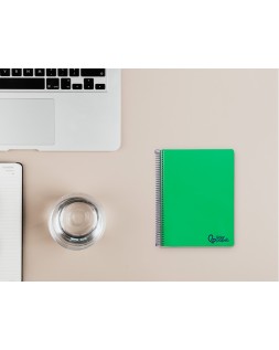 Cuaderno espiral liderpapel a6 micro wonder tapa plastico 120h 90gr cuadro 5mm 4 bandas color verde oscuro