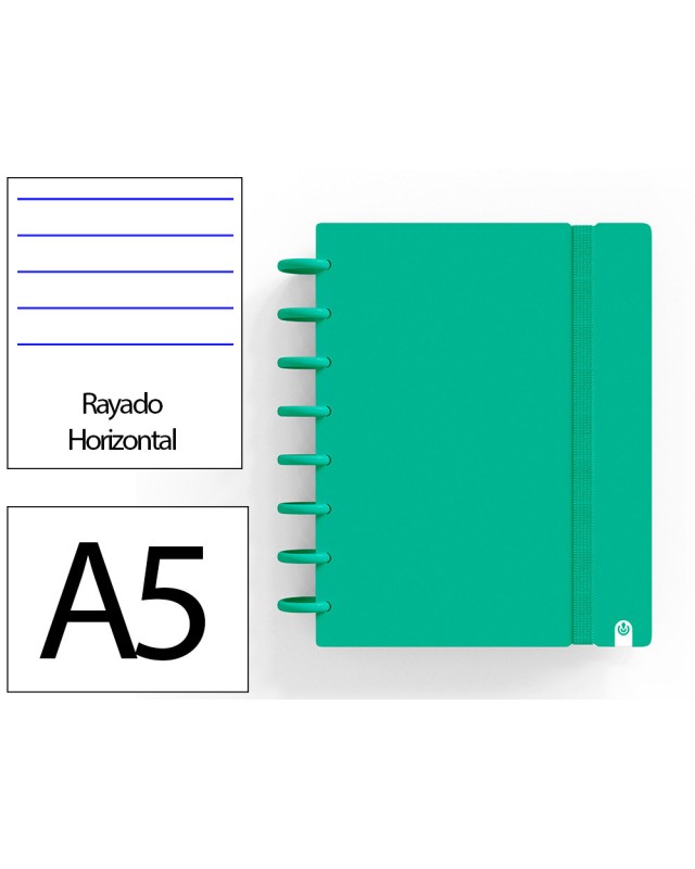 Cuaderno ingeniox foam a5 80h rayado horizontal verde