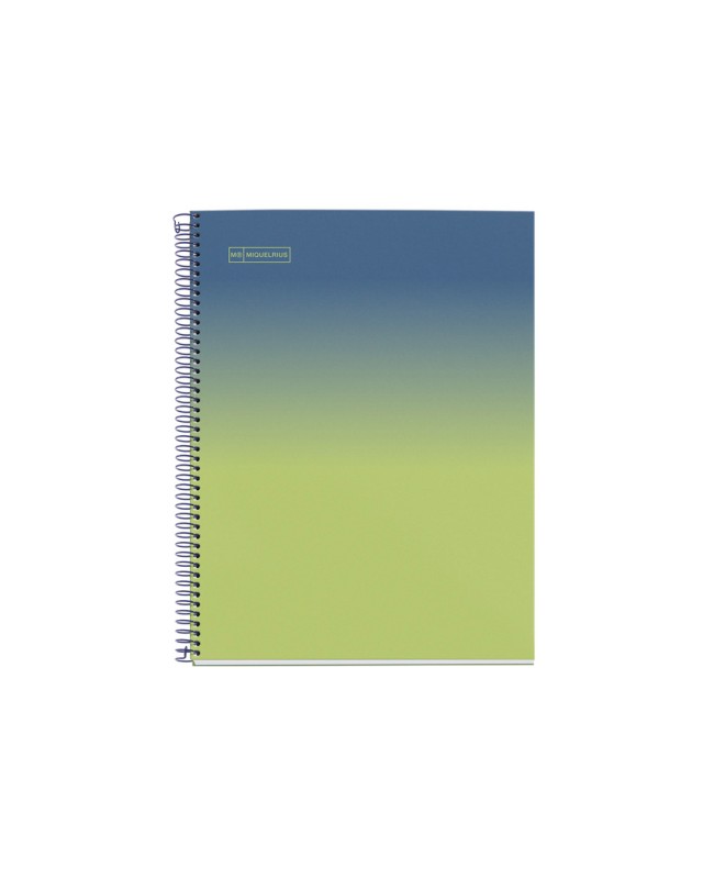 Cuaderno espiral miquelrius din a4 80 hojas cuadro 5 mm 90 gr gradient azul/limon