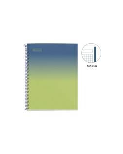Cuaderno espiral miquelrius din a4 80 hojas cuadro 5 mm 90 gr gradient azul/limon