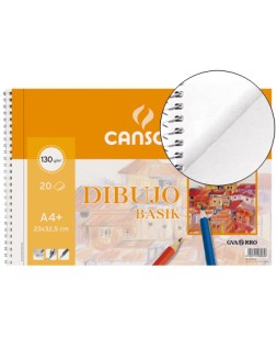 Bloc dibujo basik din a4+ espiral 23 x 32.5 cm 20 hojas microperforado 2 taladros
