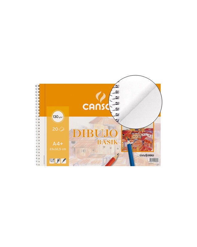 Bloc dibujo basik din a4+ espiral 23 x 32.5 cm 20 hojas microperforado 2 taladros