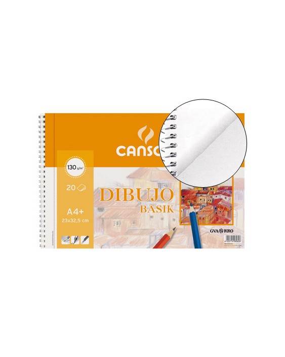 Bloc dibujo basik din a4+ espiral 23 x 32.5 cm 20 hojas microperforado 2 taladros