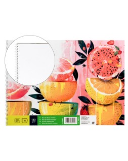 Bloc dibujo liderpapel artistico frutal espiral 230x325 mm 20 hojas 130g/m2 sin recuadro perforado