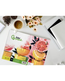 Bloc dibujo liderpapel artistico frutal espiral 230x325 mm 20 hojas 130g/m2 sin recuadro perforado