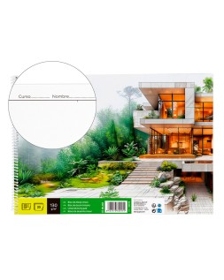 Bloc dibujo liderpapel lineal arquitectura espiral 230x325 mm 20 hojas 130g/m2 con recuadro perforado
