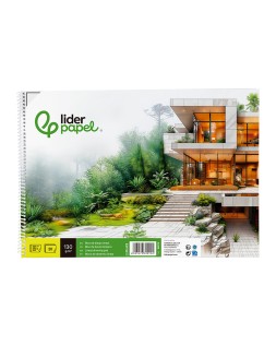 Bloc dibujo liderpapel lineal arquitectura espiral 230x325 mm 20 hojas 130g/m2 con recuadro perforado