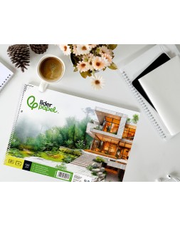 Bloc dibujo liderpapel lineal arquitectura espiral 230x325 mm 20 hojas 130g/m2 con recuadro perforado