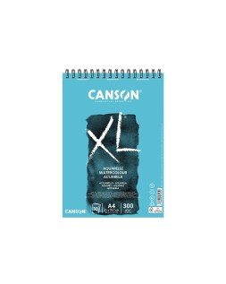 Bloc dibujo acuarela canson xl aquarelle grano fino din a4 microperforado espiral 21x29,7 cm 30 hojas 300 gr/m2