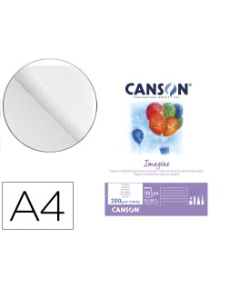 Bloc dibujo multitecnicas canson imagine din a4 encolado liso 21x29,7 cm 50 hojas 200 gr/m2