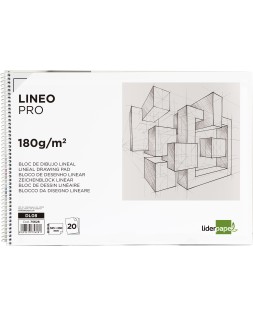 Bloc dibujo liderpapel lineal espiral 230x325mm 20 hojas 180 gr/m2 con recuadro perforado