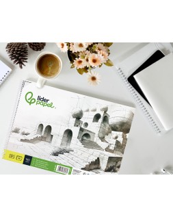Bloc dibujo liderpapel lineal espiral 230x325mm 20 hojas 180 gr/m2 con recuadro perforado