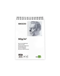 Bloc dibujo liderpapel esbozos espiral a5 148x210 mm 100 hojas 90 g sin recuadro