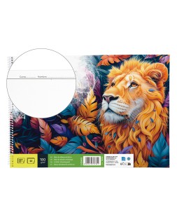 Bloc dibujo liderpapel lineal espiral 460x325 mm 20 hojas 180 gr/m2 con recuadro perforado