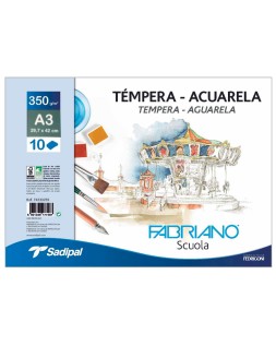Bloc dibujo acuarela sadipal fabriano espiral din a3 10 hojas 350 g/m2 grano suave