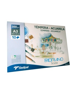 Bloc dibujo acuarela sadipal fabriano espiral din a3 10 hojas 350 g/m2 grano suave