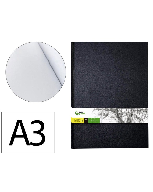 Bloc dibujo liderpapel esbozos encuadernado din a3 420x297 mm 100 hojas 100 g
