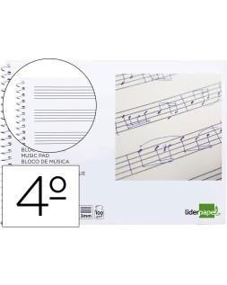 Bloc musica liderpapel pentagrama 3mm cuarto 20 hojas 100g/m2