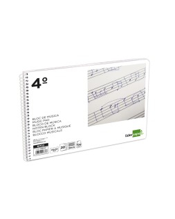 Bloc musica liderpapel pentagrama 3mm cuarto 20 hojas 100g/m2