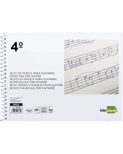 Bloc musica liderpapel para guitarra hexagrama 3 mm cuarto 20 hojas 100g/m2