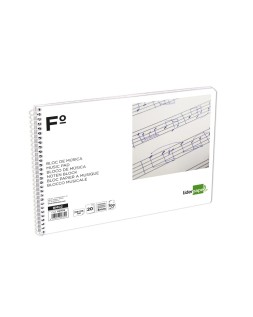 Bloc musica liderpapel pentagrama 3mm folio apaisado 20 hojas 100g/m2