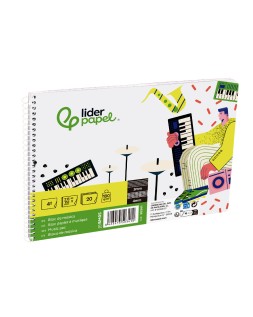 Bloc musica liderpapel combi pentagrama 3mm mas cuadricula de 4mm para anotaciones cuarto20 hojas 100g/m2