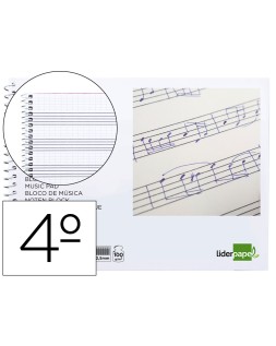 Bloc musica liderpapel combi pentagrama cuadriculado 2,5mm cuarto 20 hojas 100g/m2