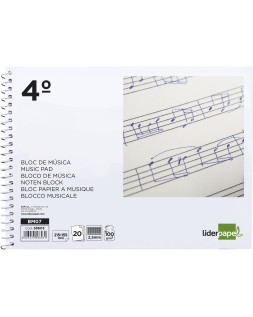 Bloc musica liderpapel combi pentagrama cuadriculado 2,5mm cuarto 20 hojas 100g/m2