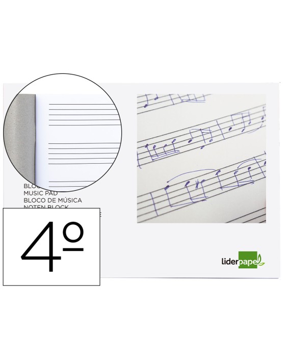 Bloc musica liderpapel pentagrama 5mm cuarto 20 hojas 100g/m2 grapado