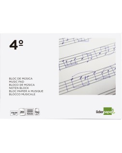 Bloc musica liderpapel pentagrama 5mm cuarto 20 hojas 100g/m2 grapado