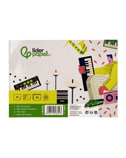 Bloc musica liderpapel pentagrama 5mm cuarto 20 hojas 100g/m2 grapado