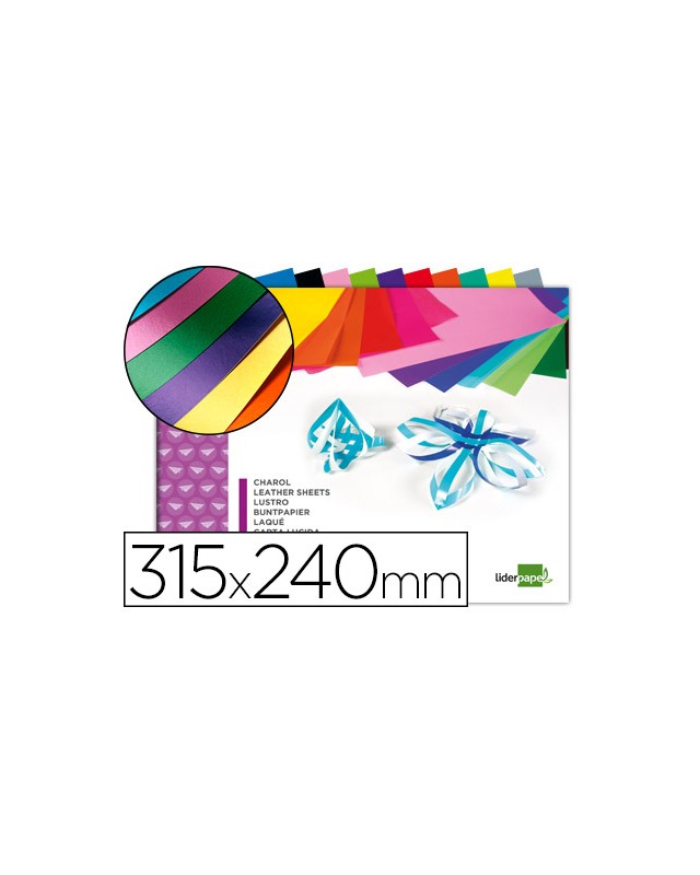 Bloc trabajos manuales liderpapel charol 240x315mm 10 hojas colores surtidos