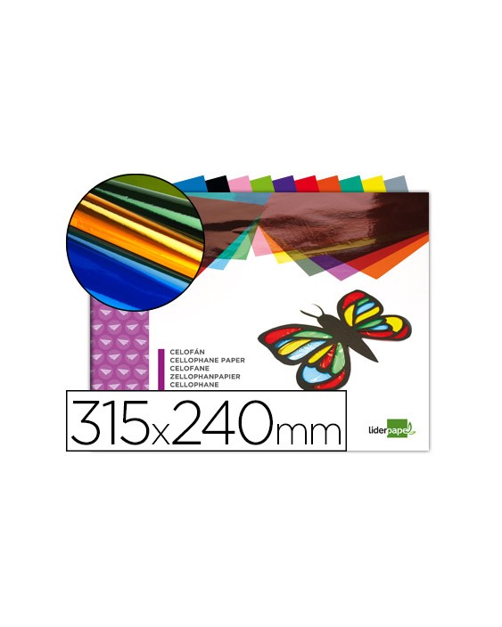 Bloc trabajos manuales liderpapel celofan 240x315mm 10 hojas colores surtidos