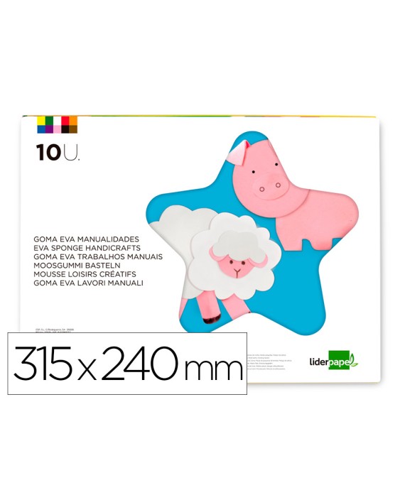 Bloc trabajos manuales liderpapel goma eva 240x315mm 10 hojas colores surtidos