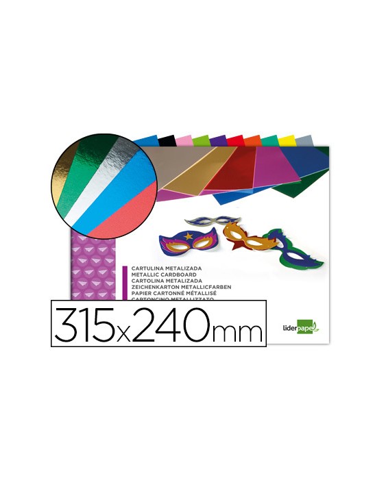 Bloc trabajos manuales liderpapel cartulina metalizada 240x315mm 10 hojas colores surtidos