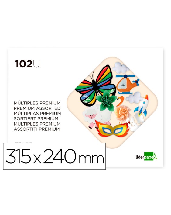 Bloc trabajos manuales liderpapel multiple premium 240x315mm 102 hojas colores surtidos
