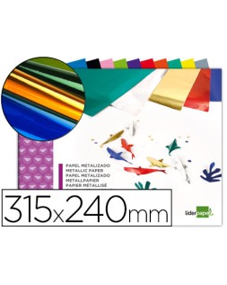 Bloc trabajos manuales liderpapel papel metalizado 240x315mm 10 hojas colores surtidos