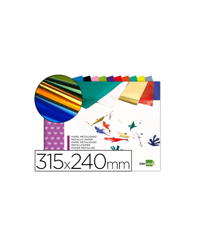 Bloc trabajos manuales liderpapel papel metalizado 240x315mm 10 hojas colores surtidos