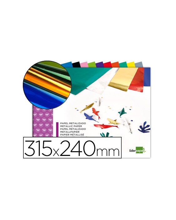 Bloc trabajos manuales liderpapel papel metalizado 240x315mm 10 hojas colores surtidos