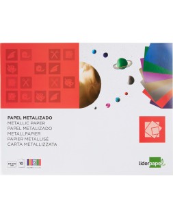 Bloc trabajos manuales liderpapel papel metalizado 240x315mm 10 hojas colores surtidos