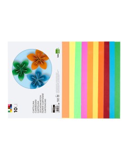 Bloc trabajos manuales liderpapel cartulina 240x315mm 10 hojas 5 colores neon + 5 colores intensos