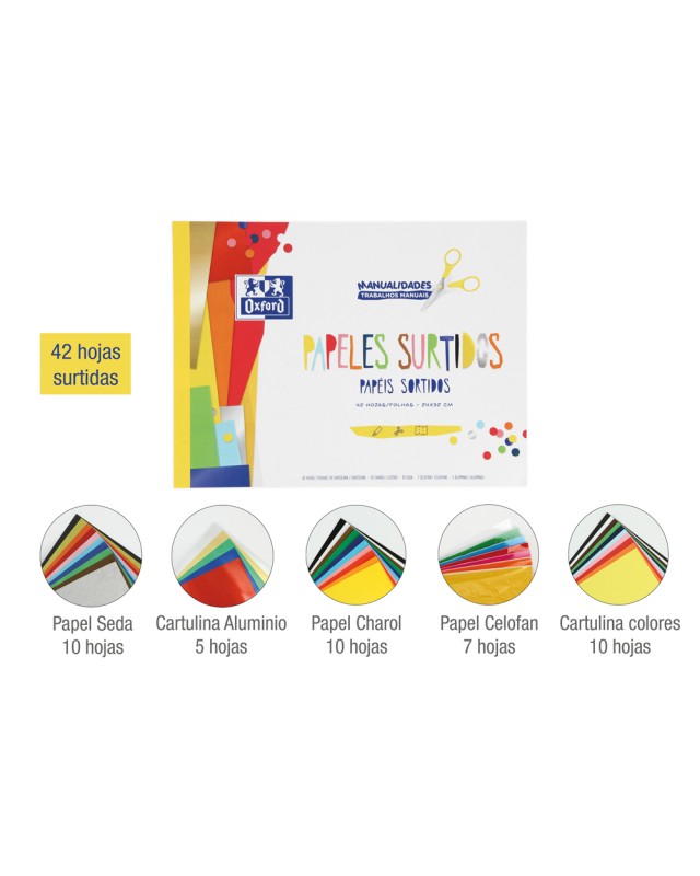 Bloc trabajos manuales oxford din a4 multiple 42 hojas colores surtidos