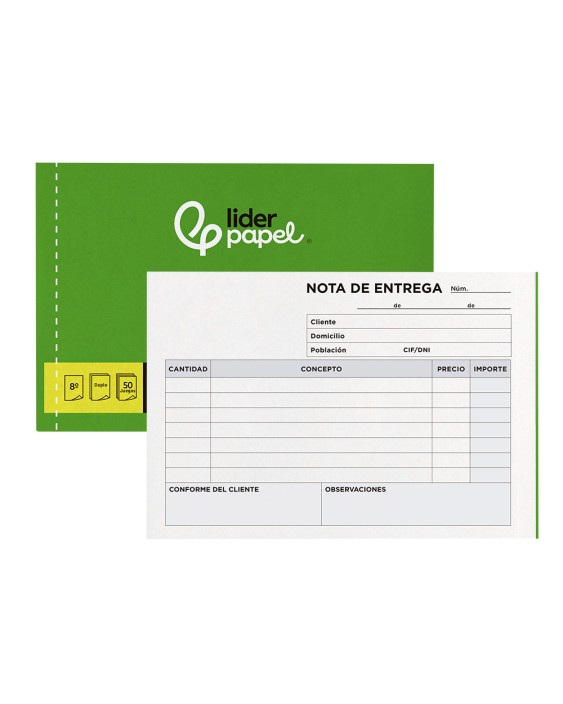 Talonario liderpapel entregas 8º original y copia t228 apaisado