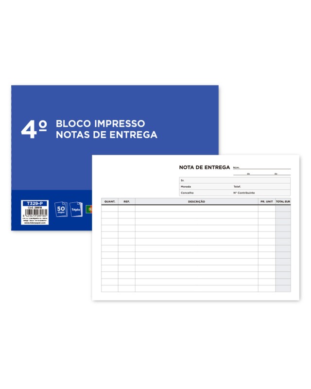 Talonario liderpapel entregas cuarto apaisado 329 triplicado-texto en portugues