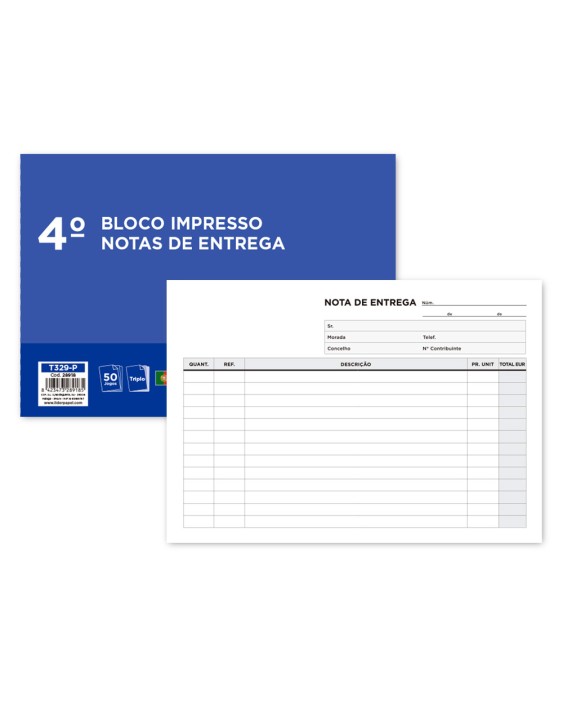 Talonario liderpapel entregas cuarto apaisado 329 triplicado-texto en portugues