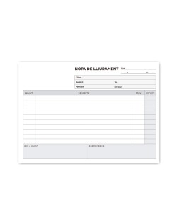 Talonario liderpapel entregas cuarto original y copia t229 apaisado texto en catalan